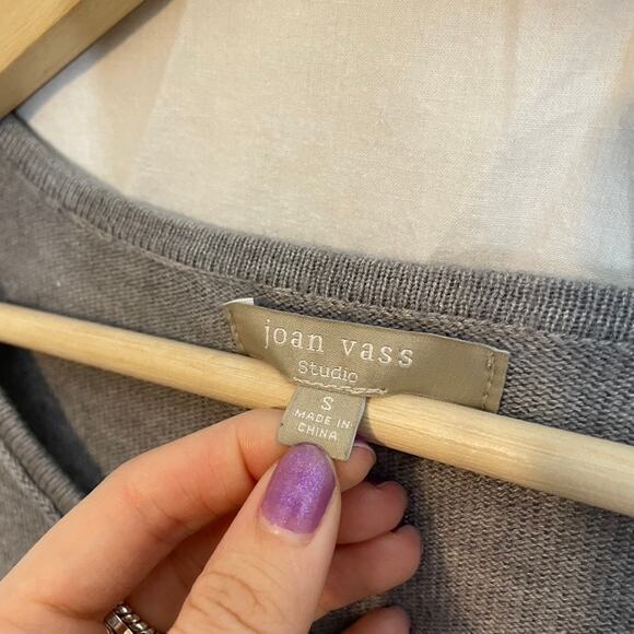 JOAN VASS Studio Small Grey Asymmetrical Long Sweater Tunic Cashmere Blend - Picture 2 of 6